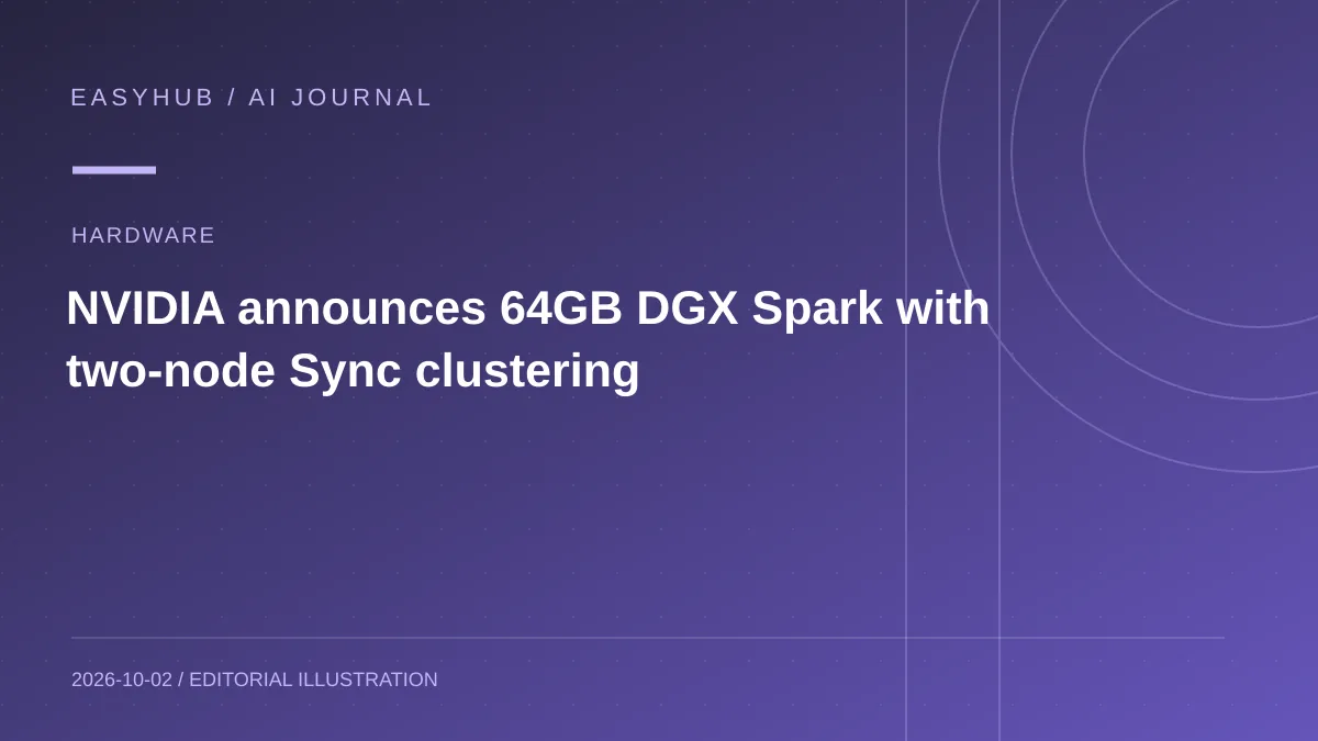 资讯编辑示意图：NVIDIA 公布 64GB 版 DGX Spark：10 月 23 日起售，双机可聚合至 128GB