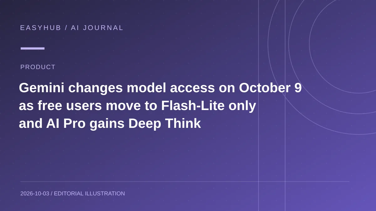 资讯编辑示意图：Gemini 10 月 9 日调整模型权限：免费用户只保留 Flash-Lite，AI Pro 新增 Deep Think
