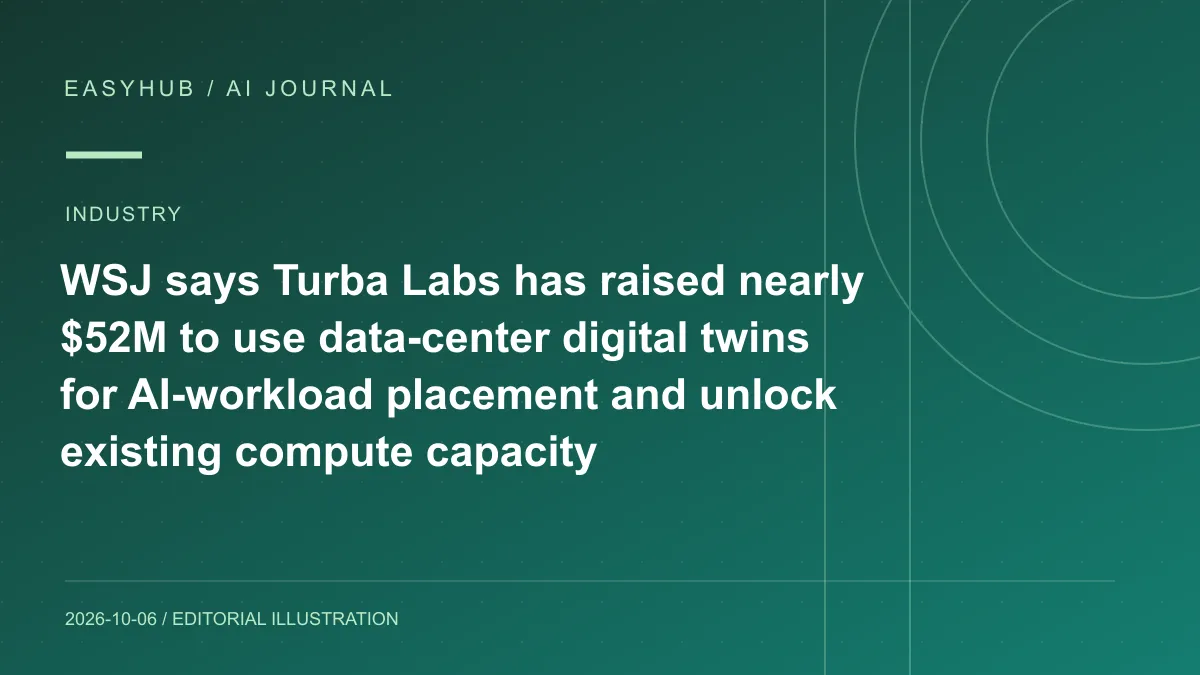 资讯编辑示意图：WSJ：Turba Labs 已筹近 5200 万美元，用数据中心数字孪生调度 AI 工作负载以释放现有算力