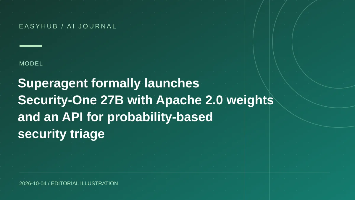 资讯编辑示意图：Superagent 正式推出 Security-One 27B：开放 Apache 2.0 权重与 API，用概率做持续安全分流