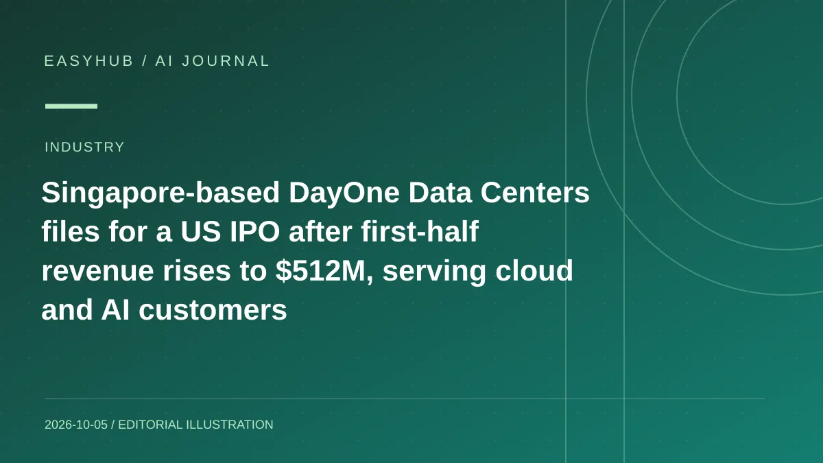 资讯编辑示意图：新加坡 DayOne 数据中心提交美国 IPO：上半年营收增至 5.12 亿美元，业务面向云计算与 AI 客户