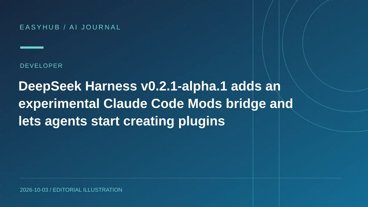 资讯编辑示意图：DeepSeek Harness v0.2.1-alpha.1 加入实验性 Claude Code Mods 兼容层，并让 Agent 可直接创建插件