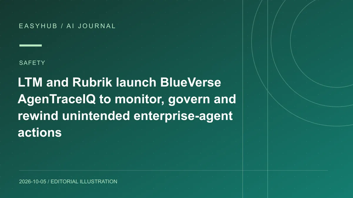 资讯编辑示意图：LTM 与 Rubrik 推出 BlueVerse AgenTraceIQ：监控、治理并回滚企业 AI Agent 的误操作