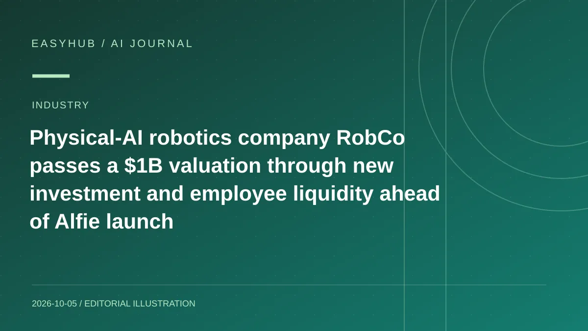 资讯编辑示意图：Physical AI 公司 RobCo 估值突破 10 亿美元：新投资与员工老股交易并行，计划明年推出 Alfie
