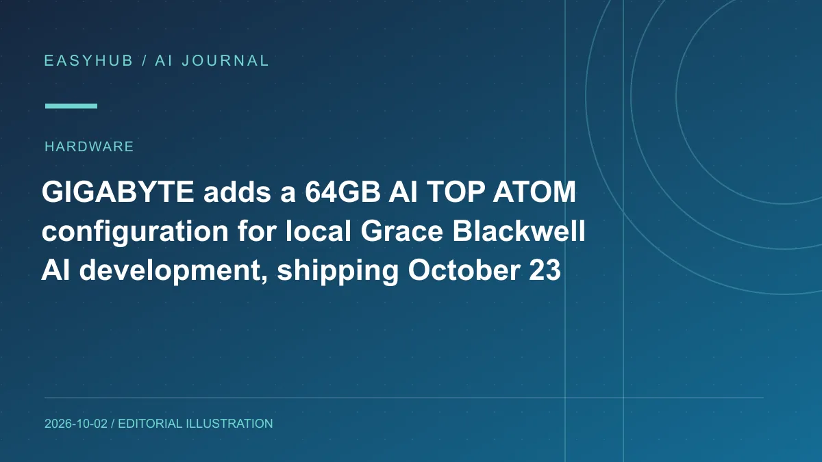 资讯编辑示意图：GIGABYTE 发布 AI TOP ATOM 64GB：Grace Blackwell 桌面 AI 设备新增更低容量版本，10 月 23 日开售