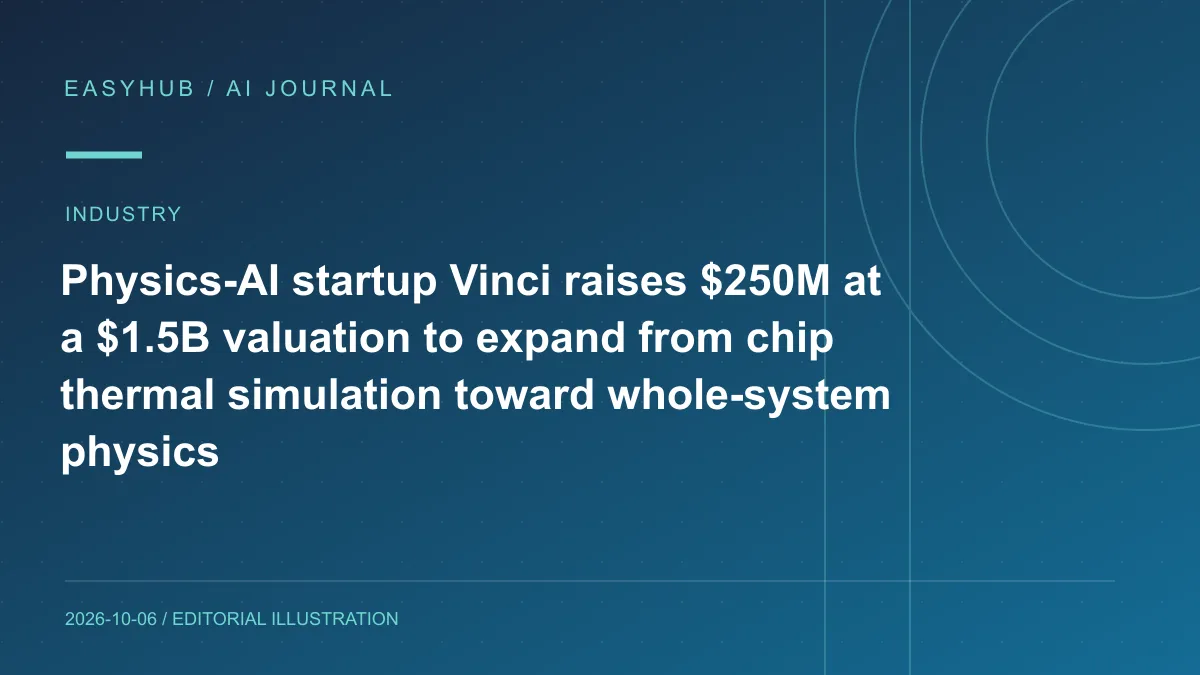 资讯编辑示意图：Physics AI 公司 Vinci 融资 2.5 亿美元、估值 15 亿美元：从芯片热仿真扩展到整机物理模拟