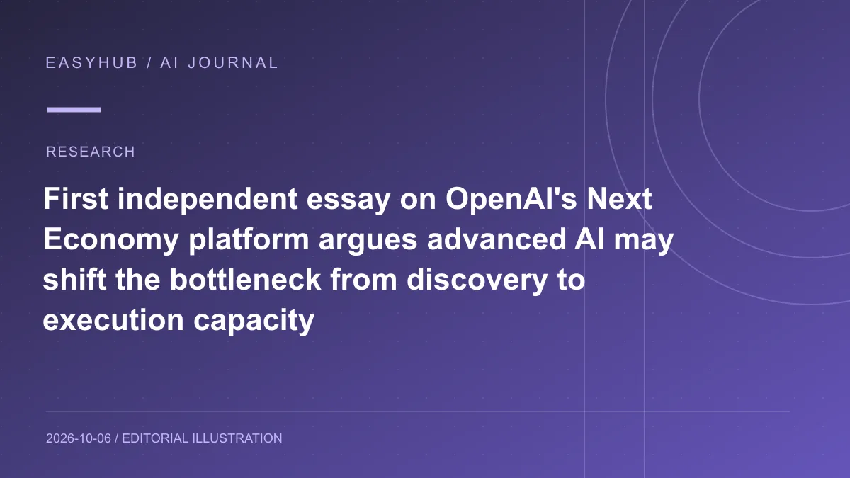 资讯编辑示意图：OpenAI“Next Economy”平台首篇独立文章提出：先进 AI 的关键瓶颈可能从“发现”转向“执行能力”