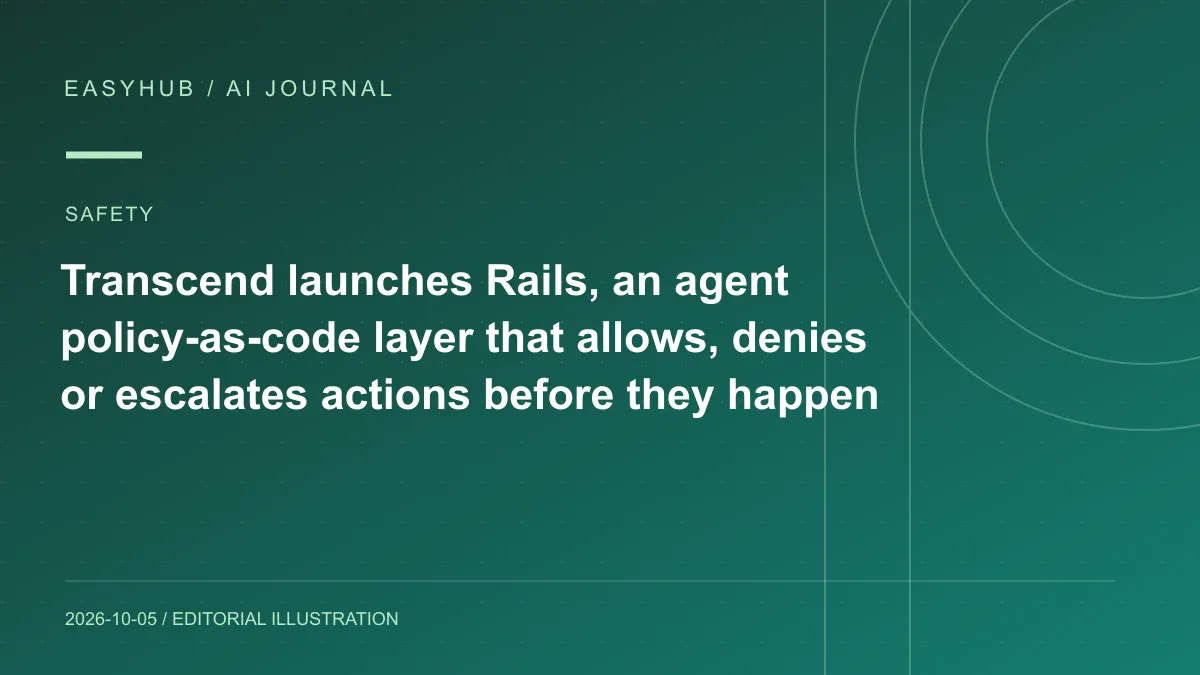 资讯编辑示意图：Transcend 发布 Rails：用 Agent Policy-as-Code 在动作发生前实时允许、拒绝或升级审批