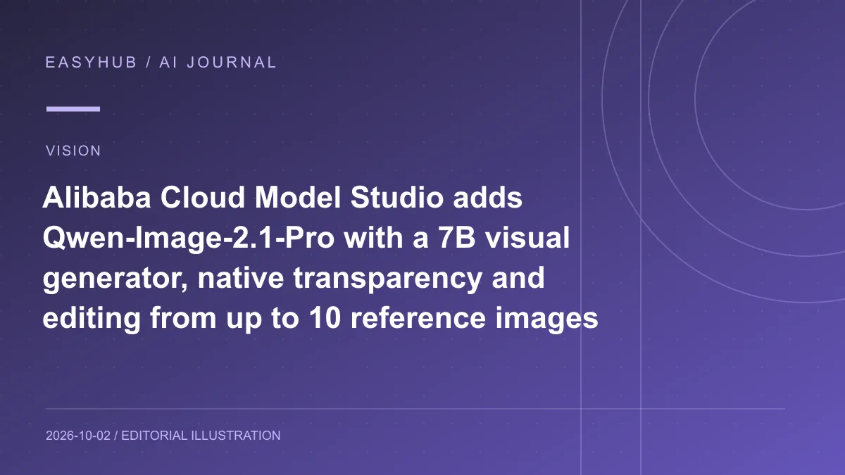 资讯编辑示意图：阿里云 Model Studio 上线 Qwen‑Image‑2.1‑Pro：7B 视觉生成组件支持透明图与最多 10 张参考图编辑