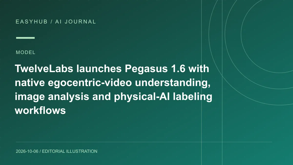 资讯编辑示意图：TwelveLabs 发布 Pegasus 1.6：原生理解第一视角视频，并把图片分析与 Physical AI 数据标注纳入同一 API