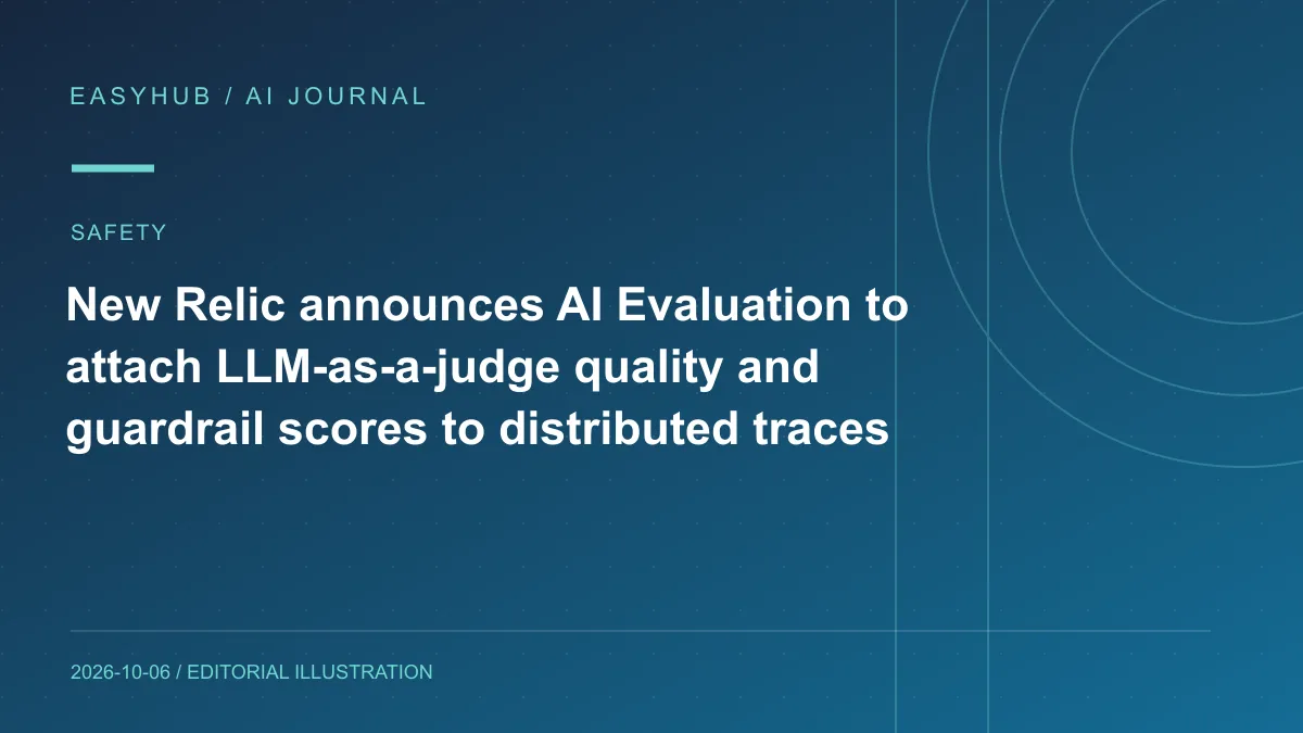 资讯编辑示意图：New Relic 公布 AI Evaluation：把 LLM-as-a-judge 分数写进分布式 Trace，同时评测质量、安全与成本