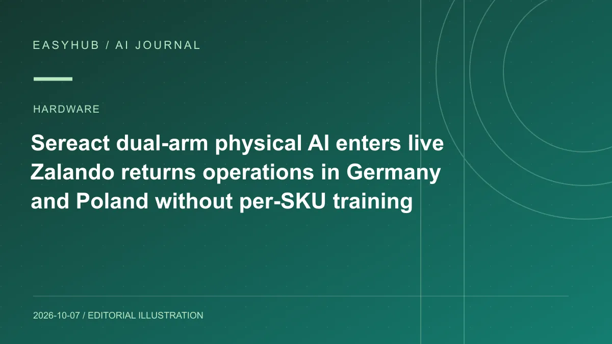 资讯编辑示意图：Sereact 双臂 Physical AI 进入 Zalando 真实退货仓：德国、波兰站点无需逐 SKU 训练即可抓取分类