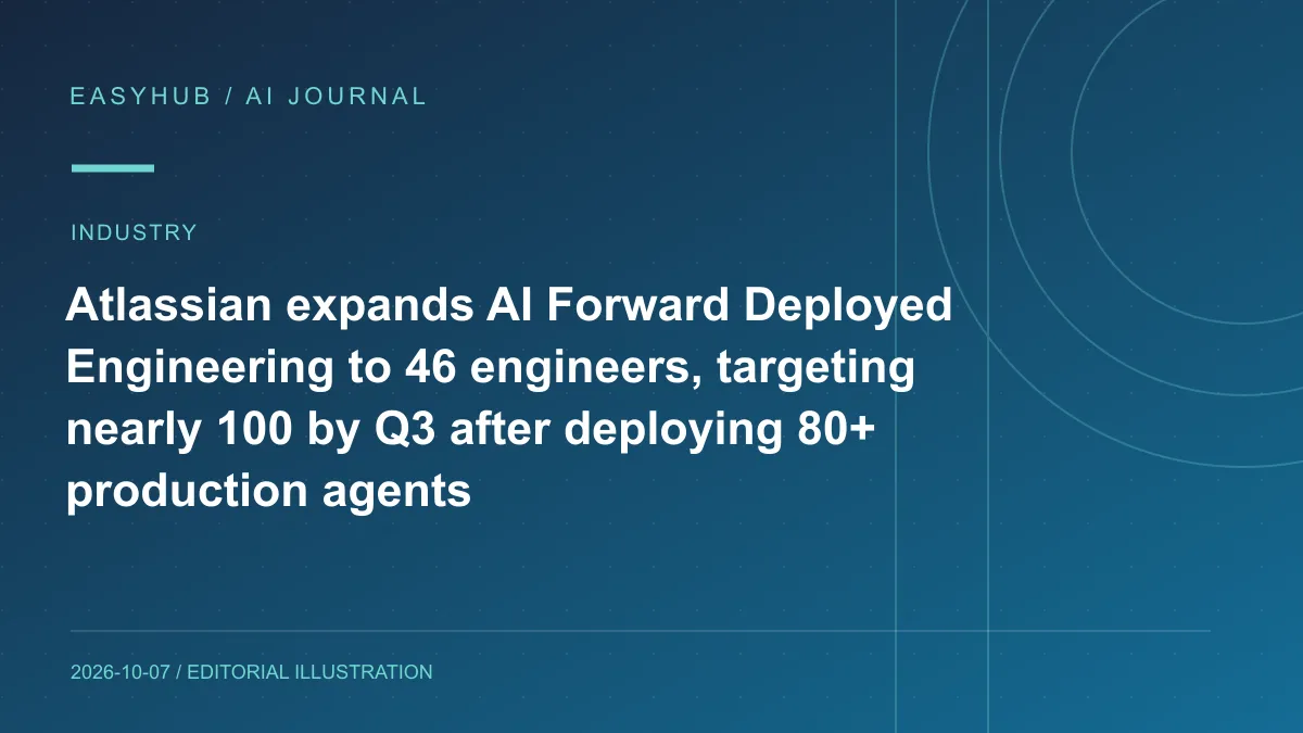 资讯编辑示意图：Atlassian 披露 AI Forward Deployed Engineering 扩张：现有 46 名工程师，目标 Q3 接近 100 人，已部署 80+ 生产 Agent
