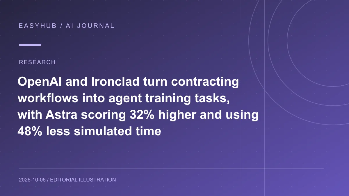 资讯编辑示意图：OpenAI 与 Ironclad 把合同工作流变成 Agent 训练任务：Astra 在 11 项研究评测中得分高 32%、模拟耗时低 48%