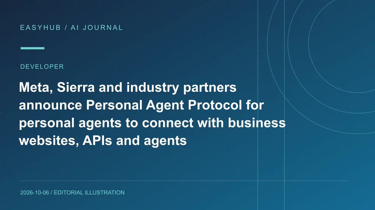 资讯编辑示意图：Meta 与 Sierra 联合多家企业发起 Personal Agent Protocol：为个人 Agent 访问企业网站、API 与 Agent 定义开放连接方式