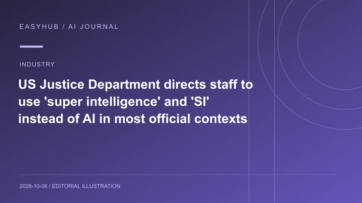 资讯编辑示意图：美国司法部要求多数官方场景用“Super Intelligence / SI”替代 AI，法院文件也可采用