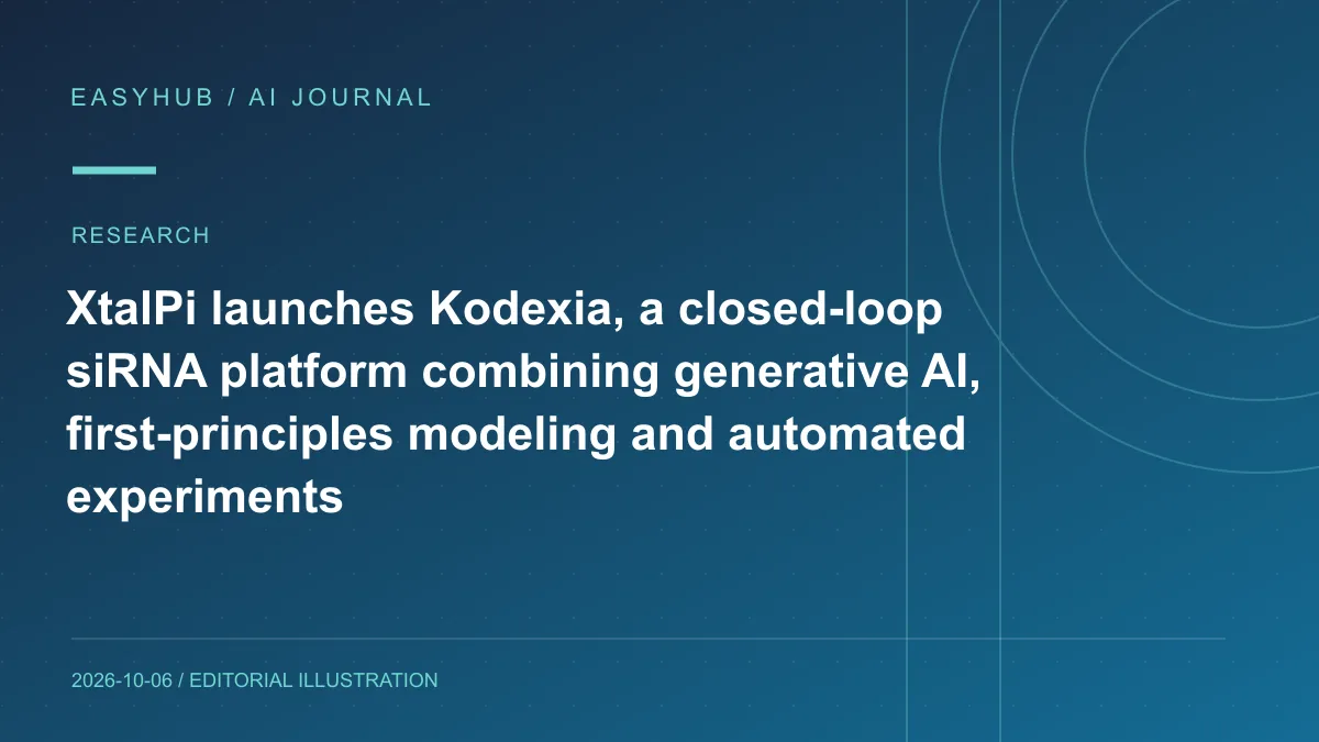 资讯编辑示意图：XtalPi 发布 Kodexia：用生成式 AI、第一性原理建模和自动化实验闭环设计 siRNA，并公布 6 个自研项目