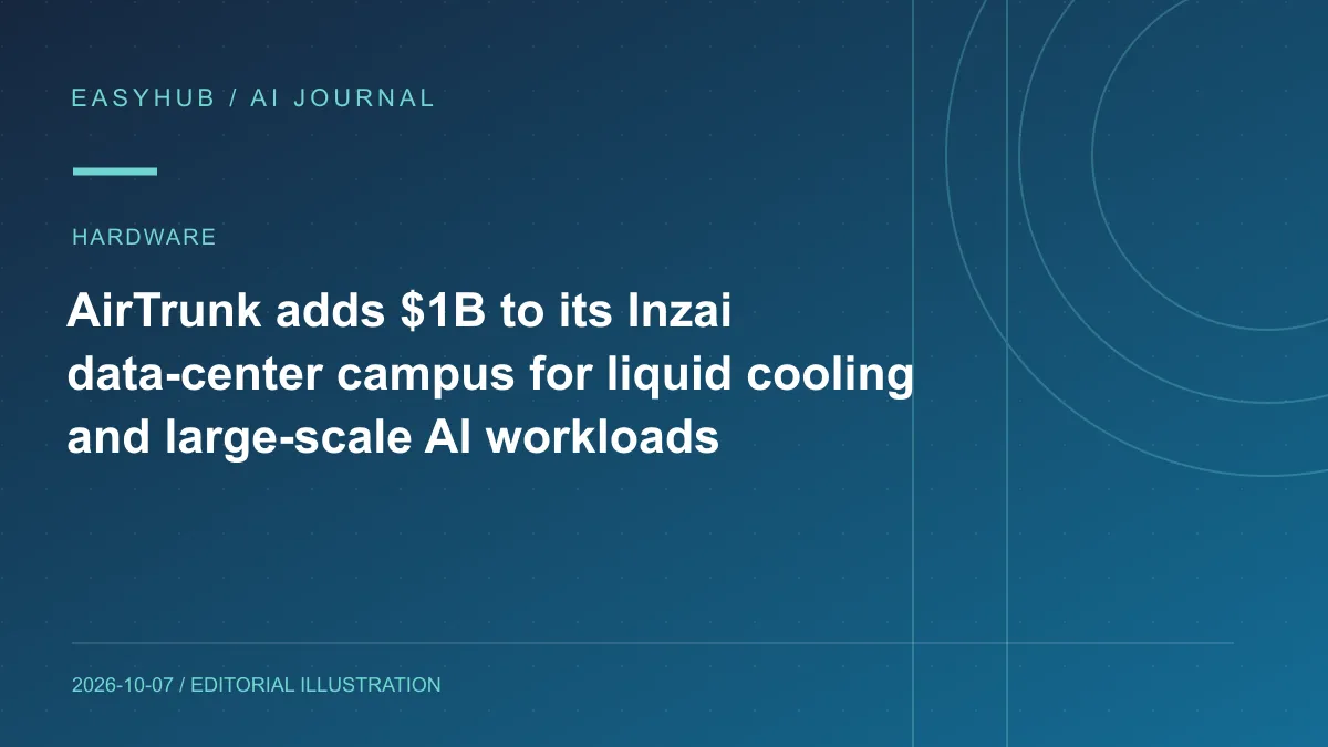 资讯编辑示意图：AirTrunk 向日本 Inzai 数据中心再投 10 亿美元：部署液冷，把 300MW+ 园区扩展到 AI 工作负载
