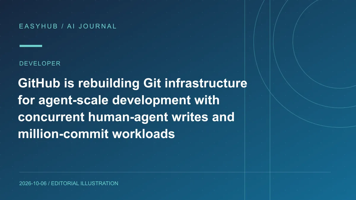 资讯编辑示意图：GitHub 重构 Git 基础设施迎接 Agent-scale 开发：面向人类与 Agent 并发写入、百万级提交负载