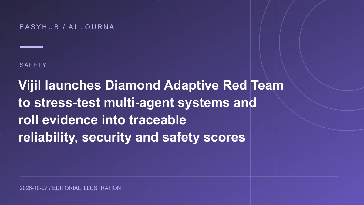 资讯编辑示意图：Vijil 推出 Diamond Adaptive Red Team：用自适应攻击 Agent 测试多 Agent 系统，并把证据汇总成可追溯 Trust Score