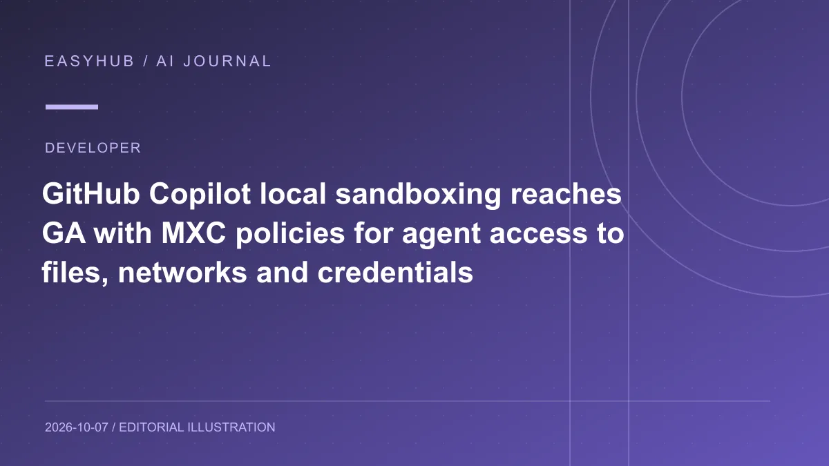 资讯编辑示意图：GitHub Copilot 本地沙箱正式可用：用 MXC 限制 Agent 的文件、网络和凭据访问